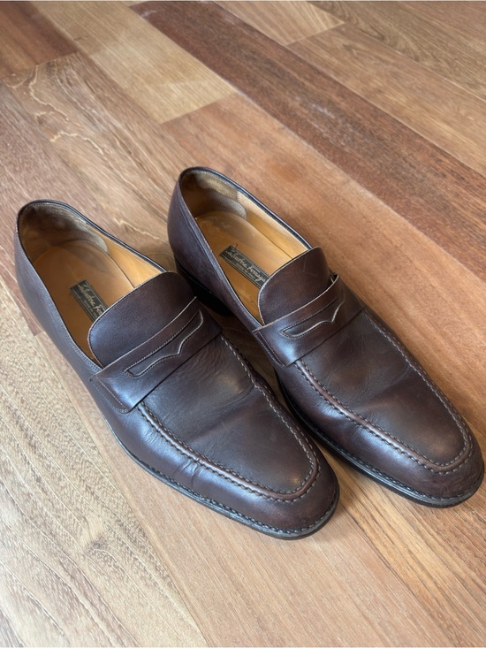 Salvatore Ferragamo Dark Brown Leather Penny Loafers - Men